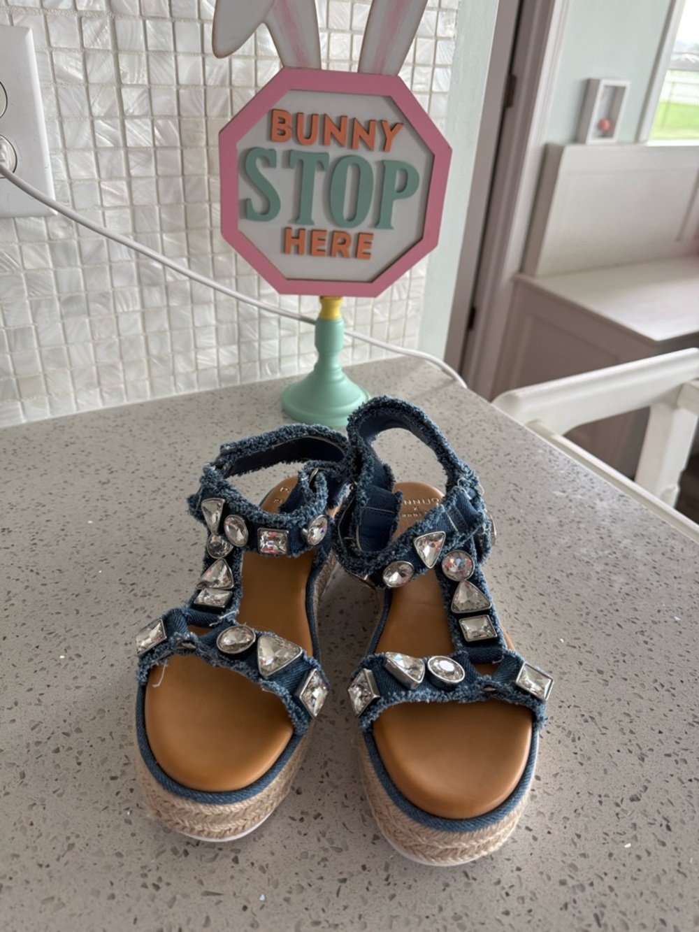 COPY - Gianni Bini x DANNIJO the Gia Denim Jewel Embellished Espadrille Platfor…
